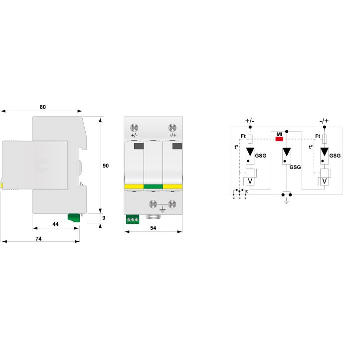 CITEL Überspannungsschutzgerät DC TYP 1+2 DS50VGPVS-1000G/12KT1 (C482313)