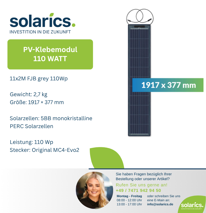 DAS Solar Solarmodul 11x2M FJB grey 110Wp