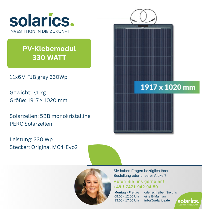 DAS Solar Solarmodul 11x6M FJB grey 330Wp