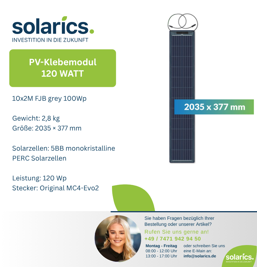 DAS Solar Solarmodul 12x2M FJB grey 120Wp