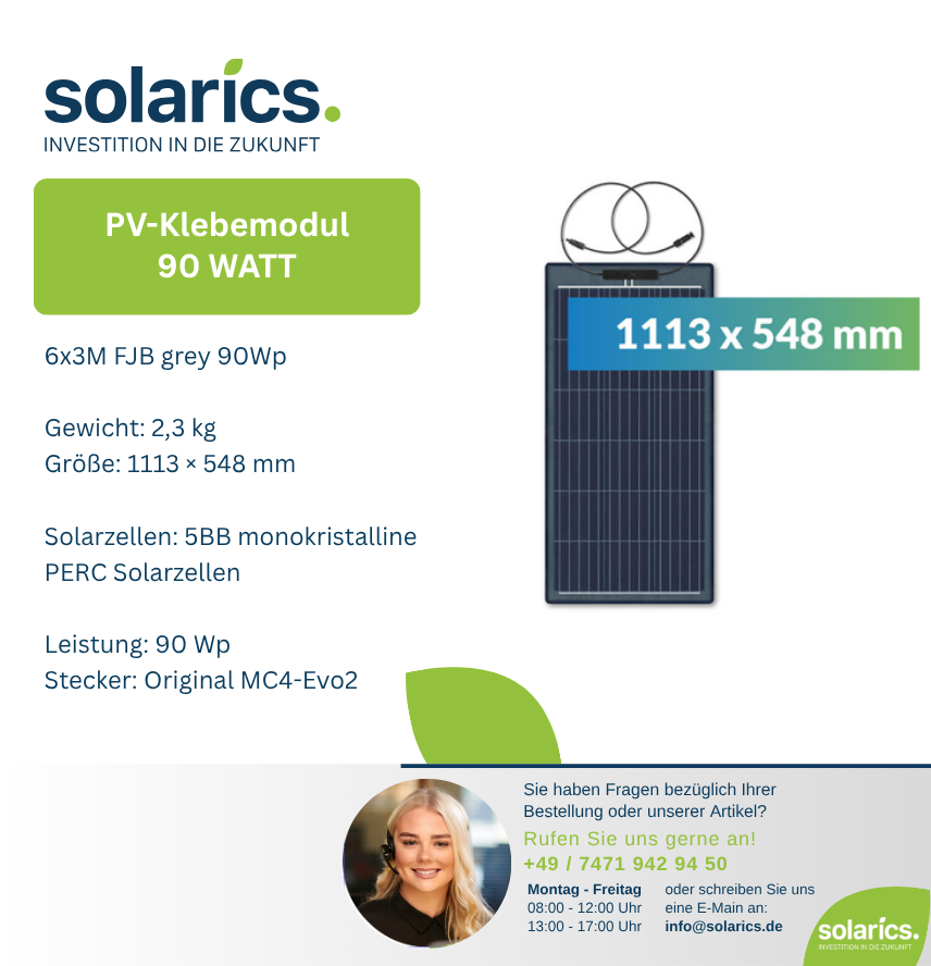 DAS Solar Solarmodul 6x3M FJB grey 90Wp