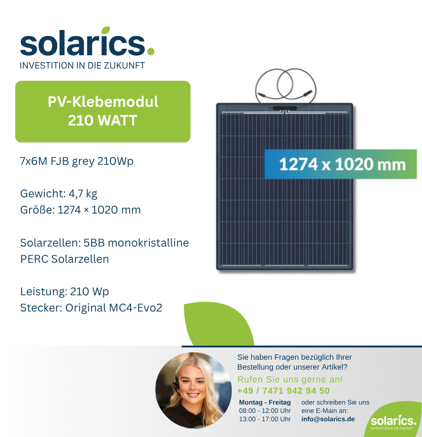 DAS Solar Solarmodul 7x6M FJB gray 210Wp