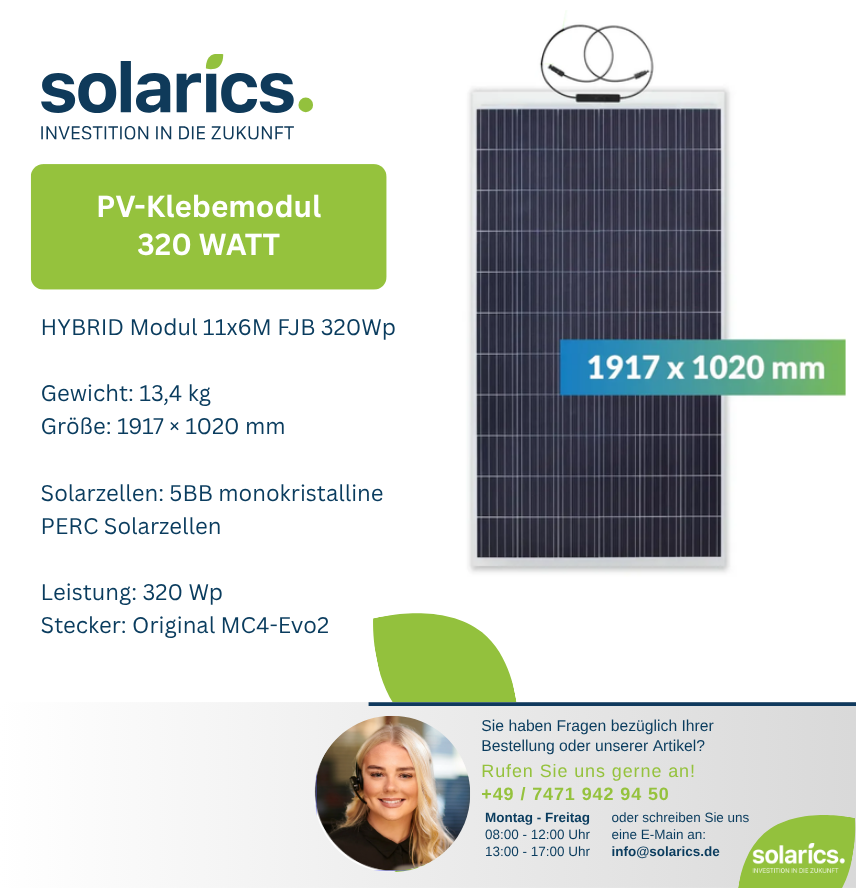DAS Solarmodul HYBRID module 11x6M FJB 320Wp