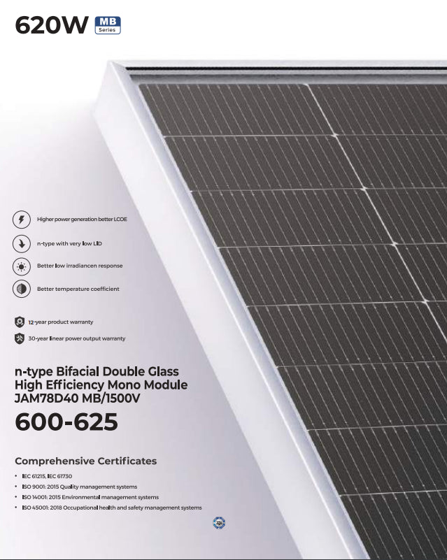 JA Solar Technology Co., Ltd. - Solarmodul - DeepBlue 4.0 X JAM78D40-600-625/MB/1500V (Austr... JAM78D40-625/MB/1500V - Art. 231311