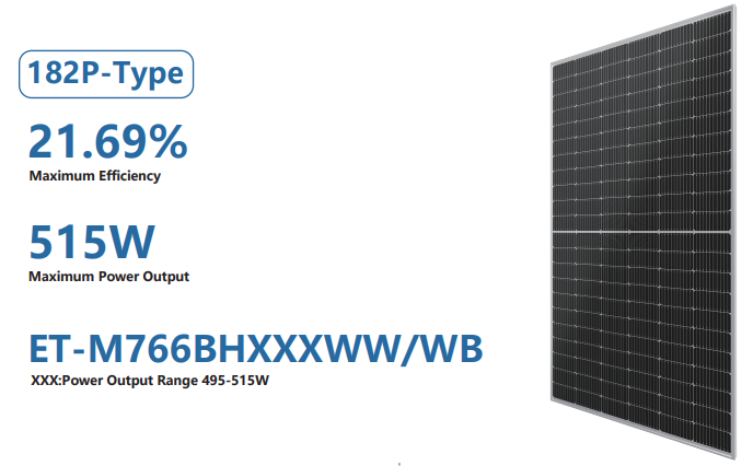 Wuxi Elite Solar Power Holding Pte. Ltd. - Solarmodul - ET-M766BH495-515WW/WB ET-M766BH495WW/WB E - Art. 233873