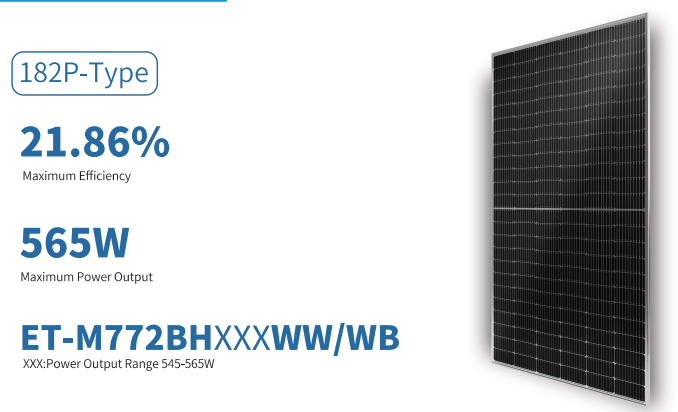 Wuxi Elite Solar Power Holding Pte. Ltd. - Solarmodul - ET-M772BH540-560WW/WB ET-M772BH565WW/WB - Art. 233852