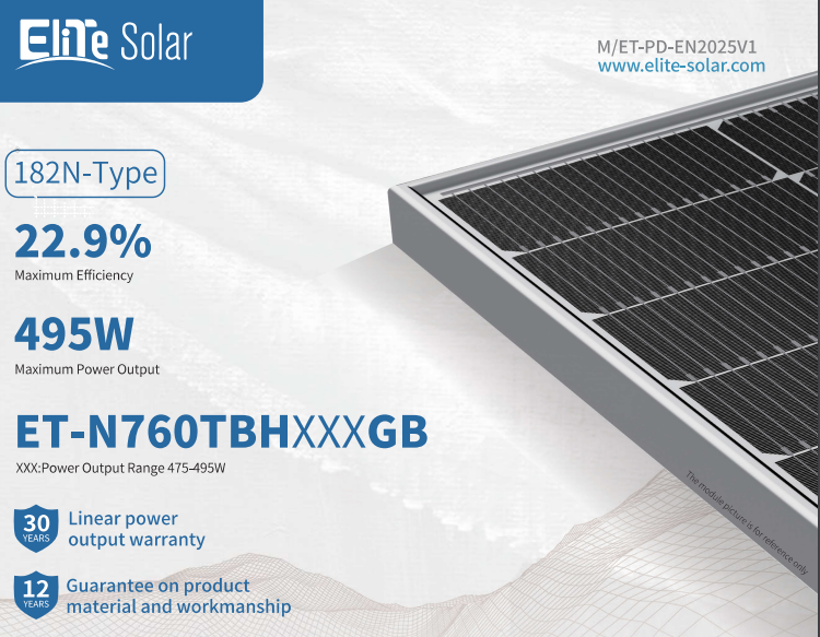 Wuxi Elite Solar Power Holding Pte. Ltd. - Solarmodul - ET-N760TBH475-495GB ET-N760TBH490GB - Art. 234230
