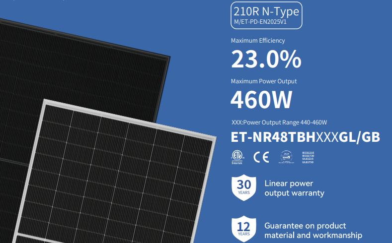 Wuxi Elite Solar Power Holding Pte. Ltd. - Solarmodul - ET-NR48TBH440-460GL/GB ET-NR48TBH460GL/GB - Art. 233867
