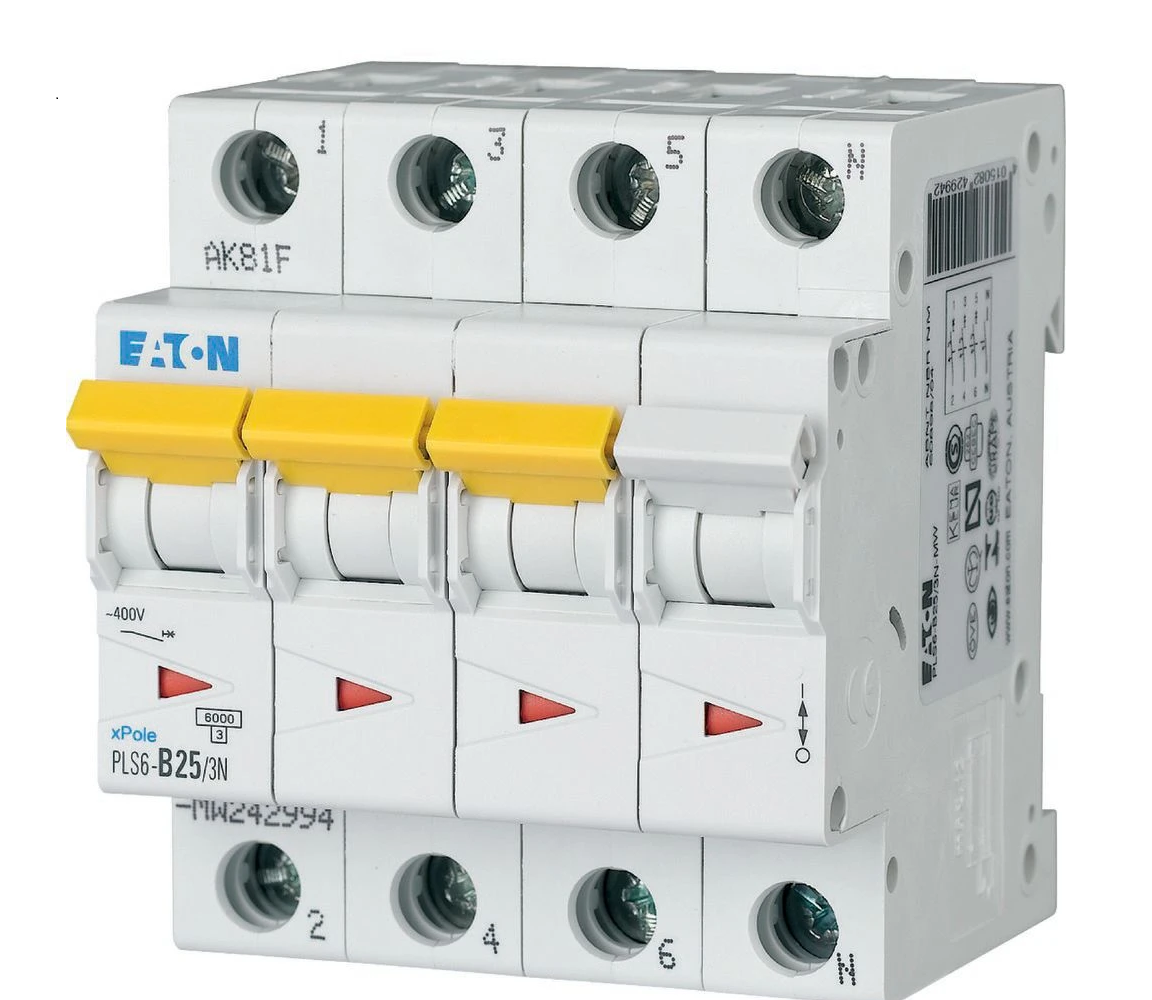 Eaton Leitungsschutzschalter (MCB) PLS6 25A 3P+N B-car. 6ka