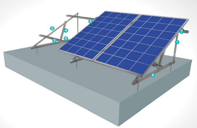 Kiraç Metal Ürünleri San. ve Tic. Ltd. Şti. - Montagesysteme - Eco Series Flat Roof Steel Mounting System KPT23 - Art. 8875
