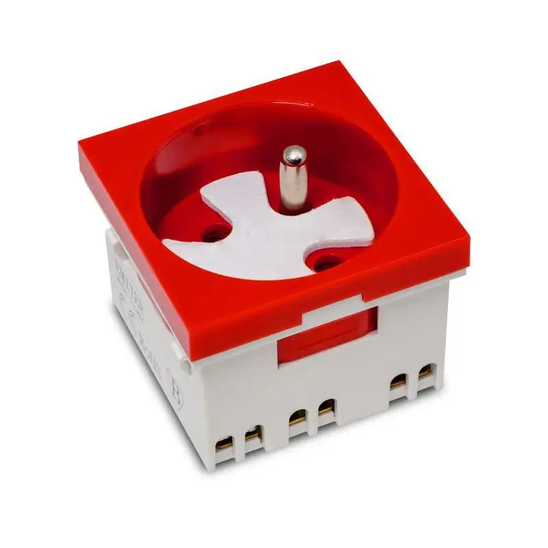 Emiter Modulsteckdose 230 V mit Erdung, 1-fach Std. 45x45, mit Verriegelung und Löser, rot