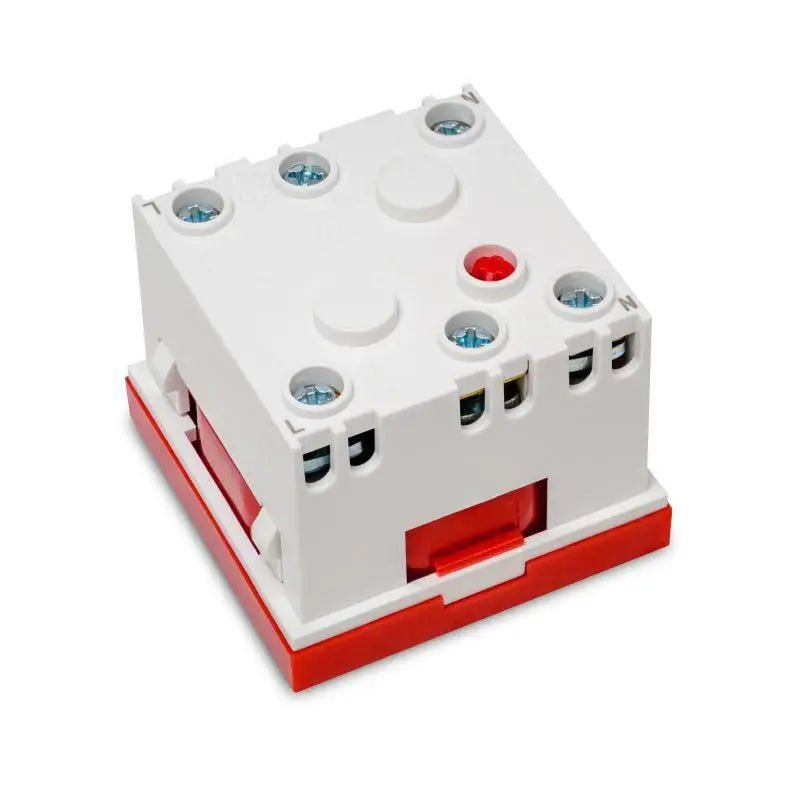 Emiter Modulsteckdose 230 V mit Erdung, 1-fach Std. 45x45, mit Verriegelung und Löser, rot