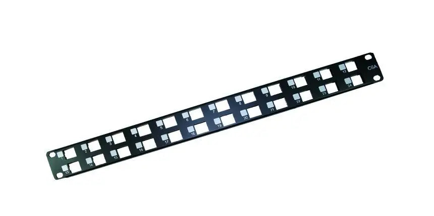 Emiter Paneel 19" 24 x RJ45 STP (1U) für STP-Buchsen RJ45, Kat. 6A, ungerüstet, mit Einlegeboden, blau