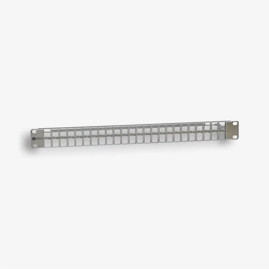 Emiter Paneel 19" 48 x RJ45 STP (1U) für werkzeuglose Buchsen, geschirmt, ungerüstet, mit Einlegeboden; (EM/3012KHNS-48S)