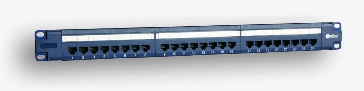 Emiter Paneel 19", 24 x RJ45 UTP Kat. 5e (1U), mit Einlegeboden, blau (PoE)