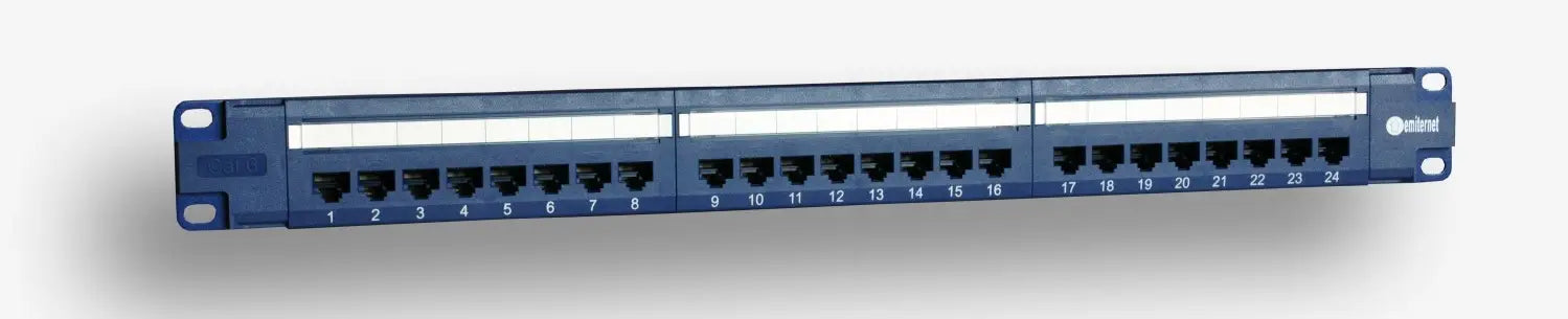 Emiter Paneel 19", 24 x RJ45 UTP Kat. 6 (1U) mit Einlegeboden, blau (PoE)