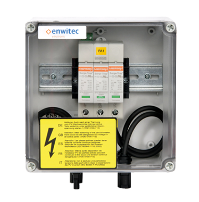 Enwitec Überspannungsschutz-Box 1 MPPT, Typ 1+2
1 x In / Out, I max je 32 A, SUNCLIX