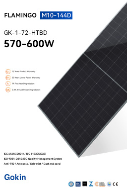 Gokin Solar Co., Ltd. - Solarmodul - Flamingo M10-144D 570-600W GK-1-72HTBD-585M - Art. 225740