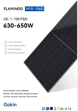 Gokin Solar Co., Ltd. - Solarmodul - Flamingo M10-156D 630-650W GK-1-78HTBD-635M - Art. 225733