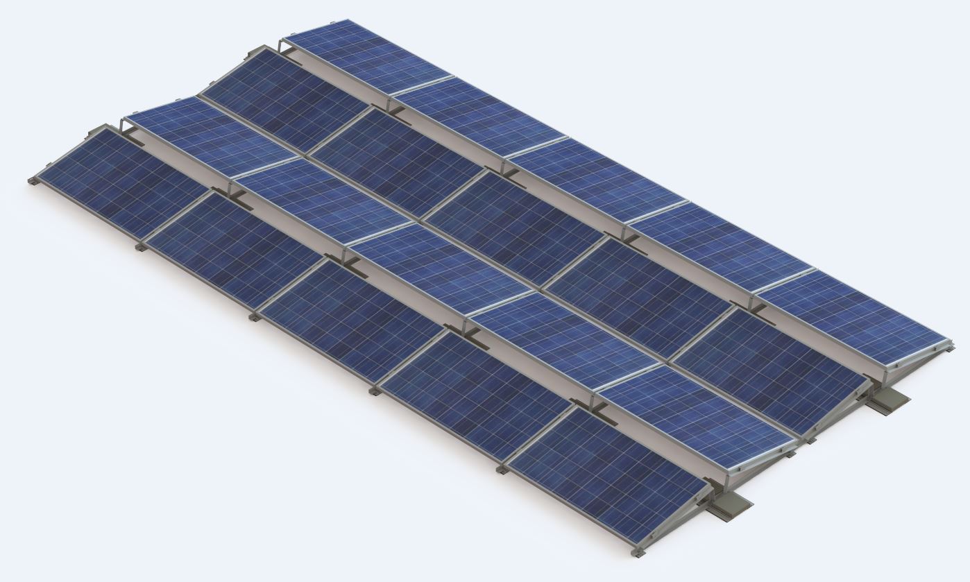 Profiness GmbH - Montagesysteme - Flat Roof Aerodynamic East-west System 10° PROFINESS flat roof aerodynamic east-west system 10° - Art. 7177