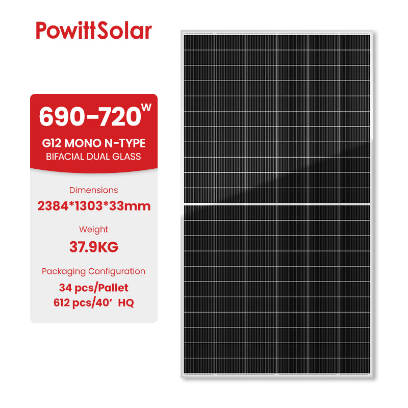 Powitt Solar Co., Ltd. - Solarmodul - G12 N-TYPE PW-66M690-720HG12-BD PW-66M710HG12-BD - Art. 228448