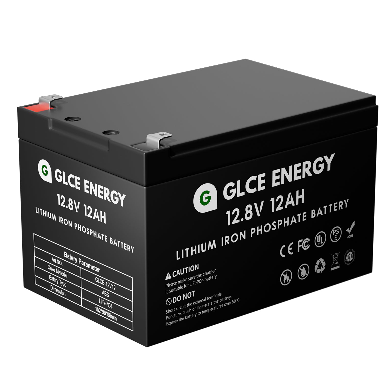 GLCE Energy - Speicher - GLCE-12V 12Ah LiFePO4 Lithium Battery 12V 12Ah - Art. 34007