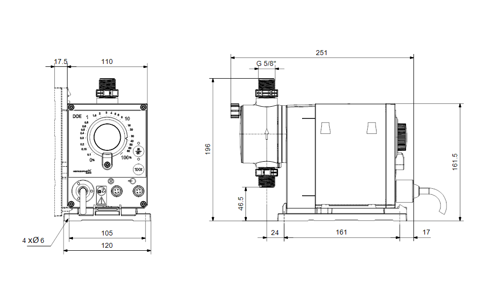 GRUNDFOS Digitale Dosierpumpe DDE 6-10 PR-PVC/E/C-X-32U2U2FG -Art. 98147270