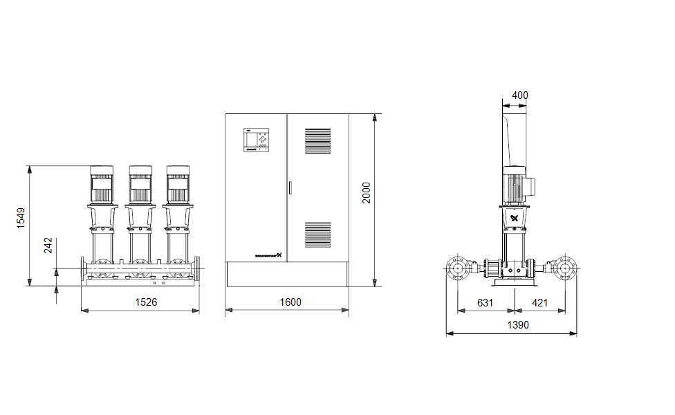 GRUNDFOS Druckerhöhungsanlage Hydro MPC-E 3 CR 64-3-1 Art. 96941440