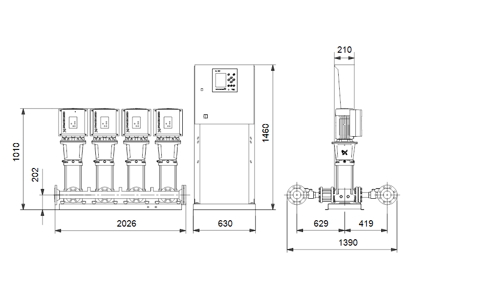 GRUNDFOS Druckerhöhungsanlage Hydro MPC-E 4 CRE 45-1 Art. 99166962