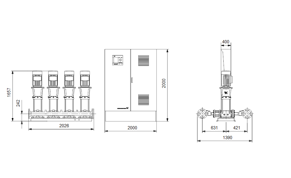 GRUNDFOS Druckerhöhungsanlage Hydro MPC-E 4 CR 64-4-2 Art. 96941449