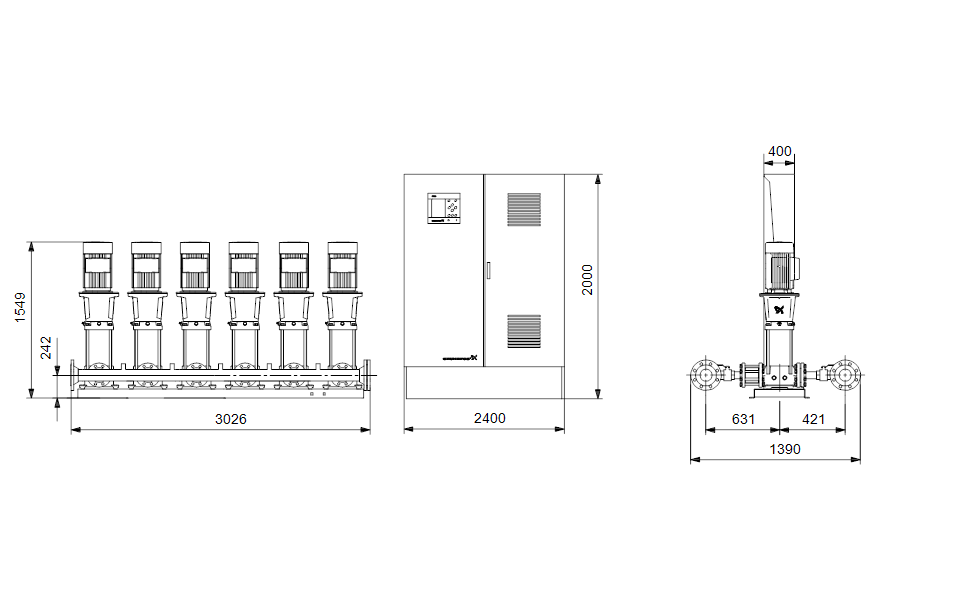 GRUNDFOS Druckerhöhungsanlage Hydro MPC-E 6 CR 64-3 Art. 96941447