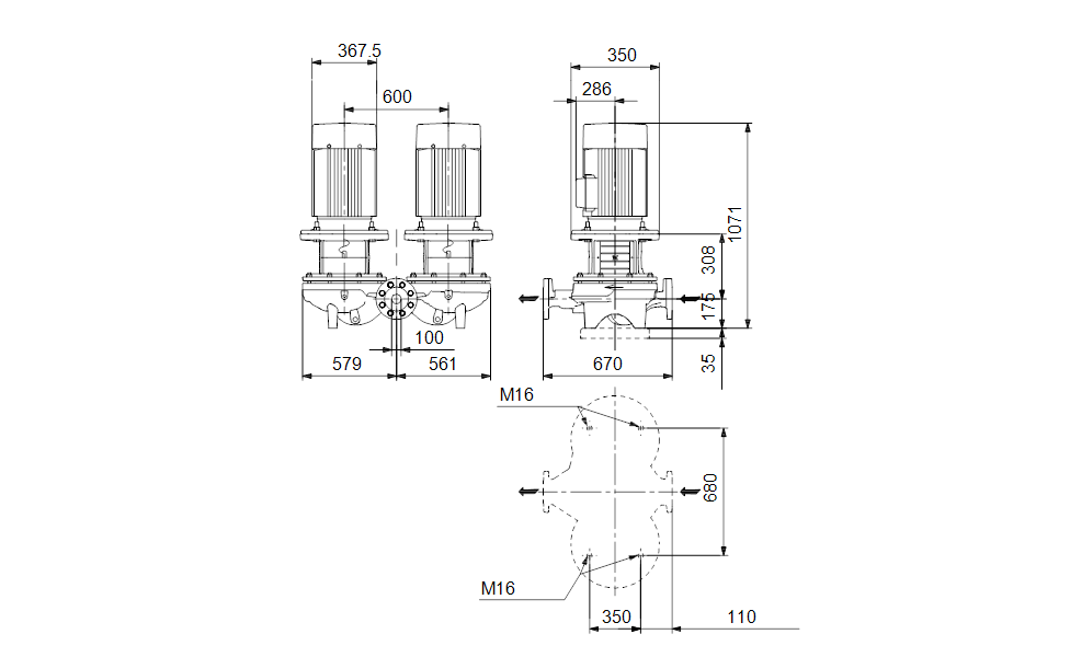 GRUNDFOS Einstufige Inlinepumpe TPD 100-410/4 A-F-A-BQQE-QW3 -Art. 96109374