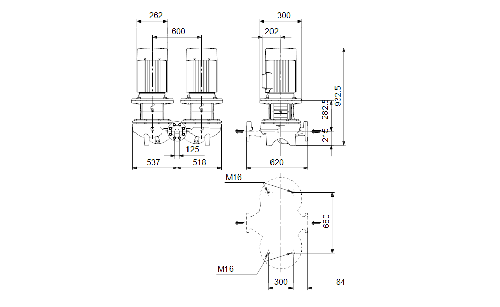 GRUNDFOS Einstufige Inlinepumpe TPD 125-160/4 A-F-A-BQQE-MW3 -Art. 96109597