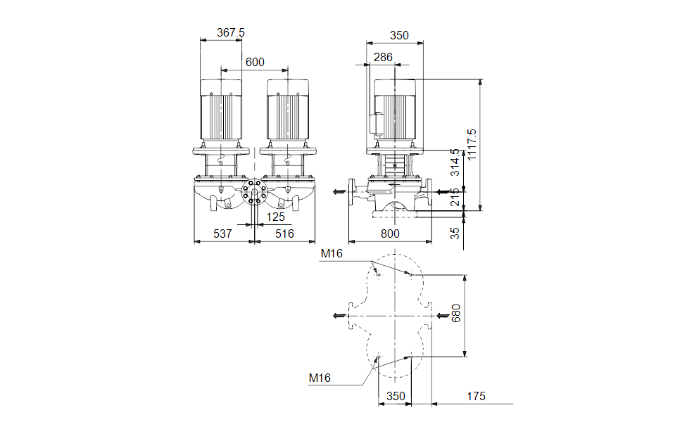 GRUNDFOS Einstufige Inlinepumpe TPD 125-340/4 A-F-A-BQQE-QW3 -Art. 98742575