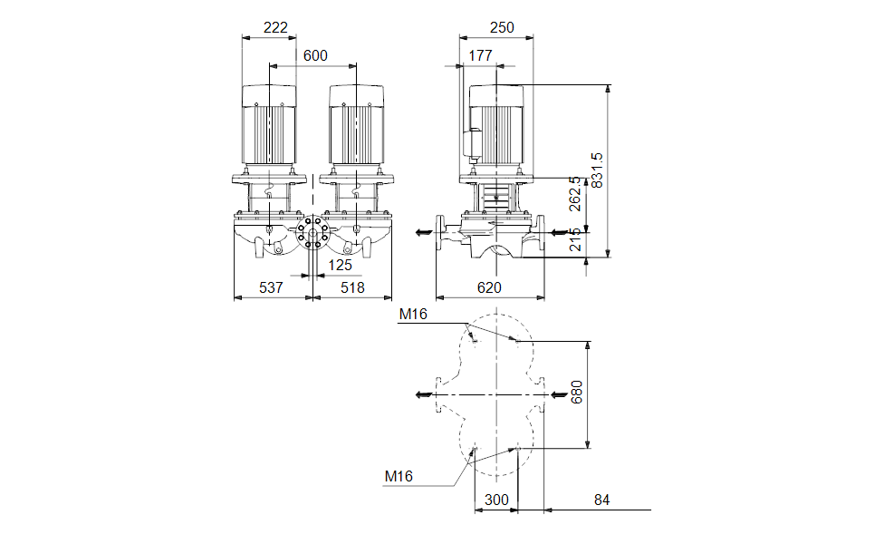 GRUNDFOS Einstufige Inlinepumpe TPD 125-70/6 A-F-A-BQQE-IW5 -Art. 96109764