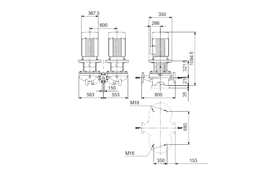 GRUNDFOS Einstufige Inlinepumpe TPD 150-220/4 A-F-A-BQQE-PW3 -Art. 96109907