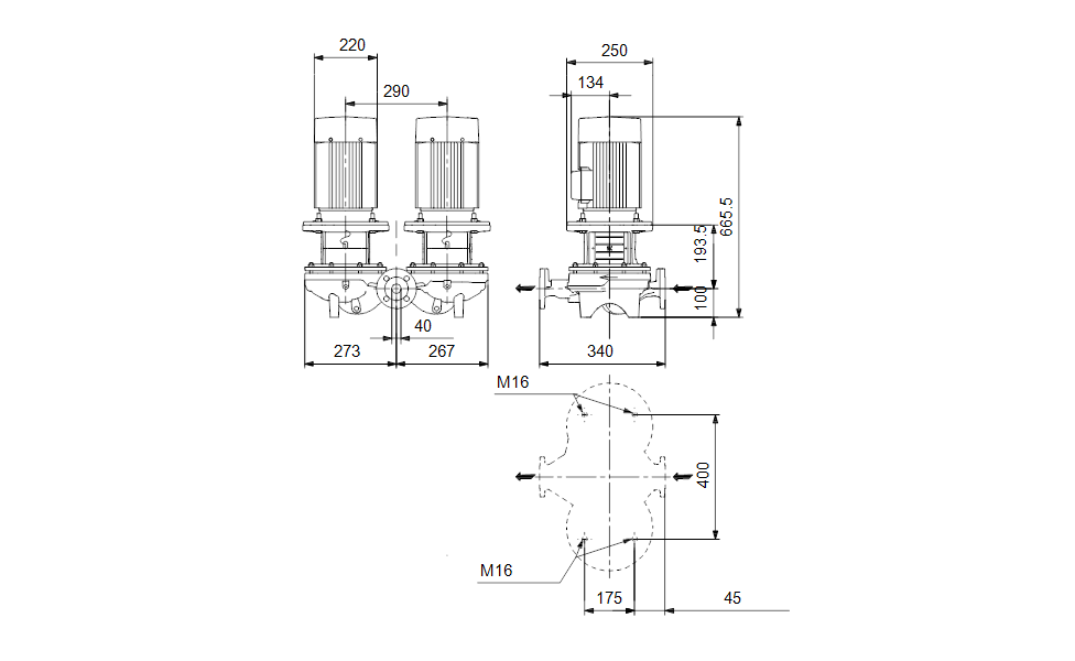 GRUNDFOS Einstufige Inlinepumpe TPD 40-360/2 A-F-A-BQQE-KW1 -Art. 96086955