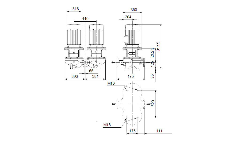 GRUNDFOS Einstufige Inlinepumpe TPD 65-660/2 A-F-A-BQQE-PW1 -Art. 96087588