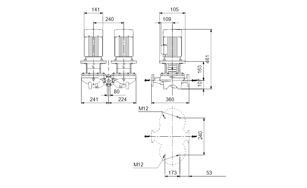 GRUNDFOS Einstufige Inlinepumpe TPD 80-30/4 A-F-A-BQQE-DW3 -Art. 98958018