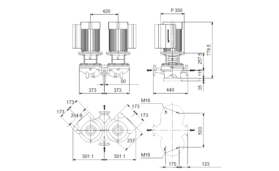 GRUNDFOS Einstufige Inlinepumpe TPED 50-540/2 S-A-F-A-BQQE-NWB -Art. 99132829