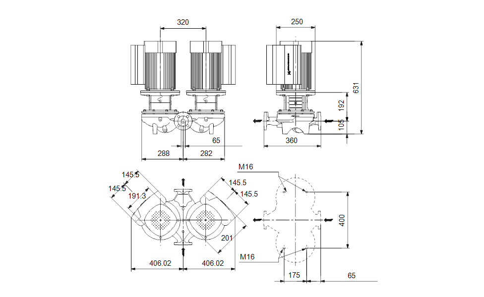 GRUNDFOS Einstufige Inlinepumpe TPED 65-250/2 A-F-A-BQQE-KWB -Art. 99114612