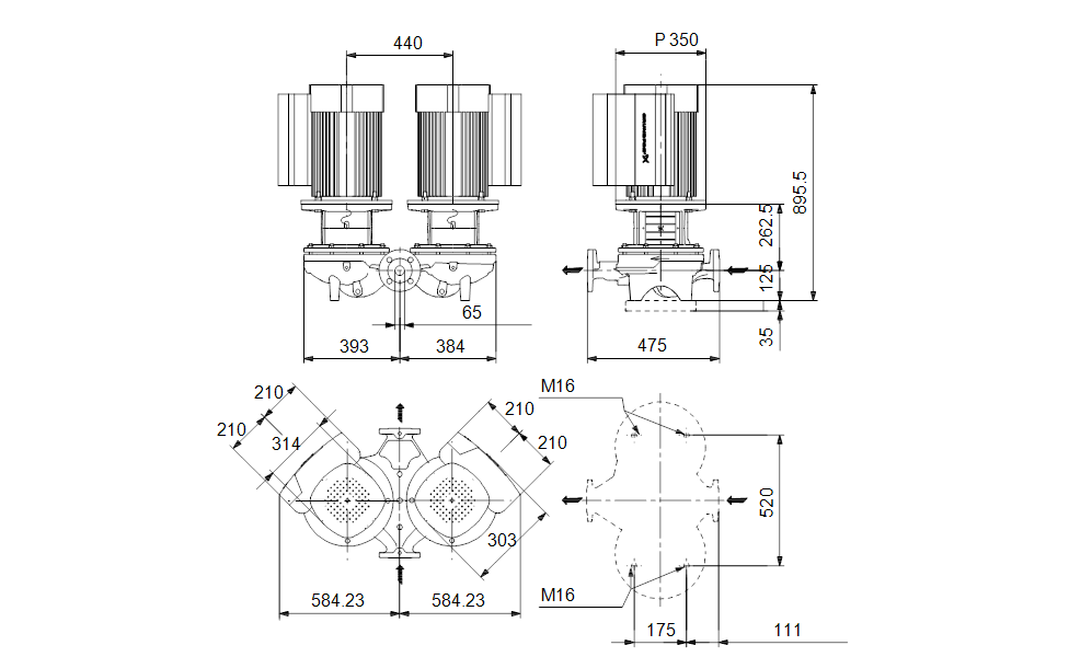 GRUNDFOS Einstufige Inlinepumpe TPED 65-720/2 S-A-F-A-BQQE-QWB -Art. 92958040