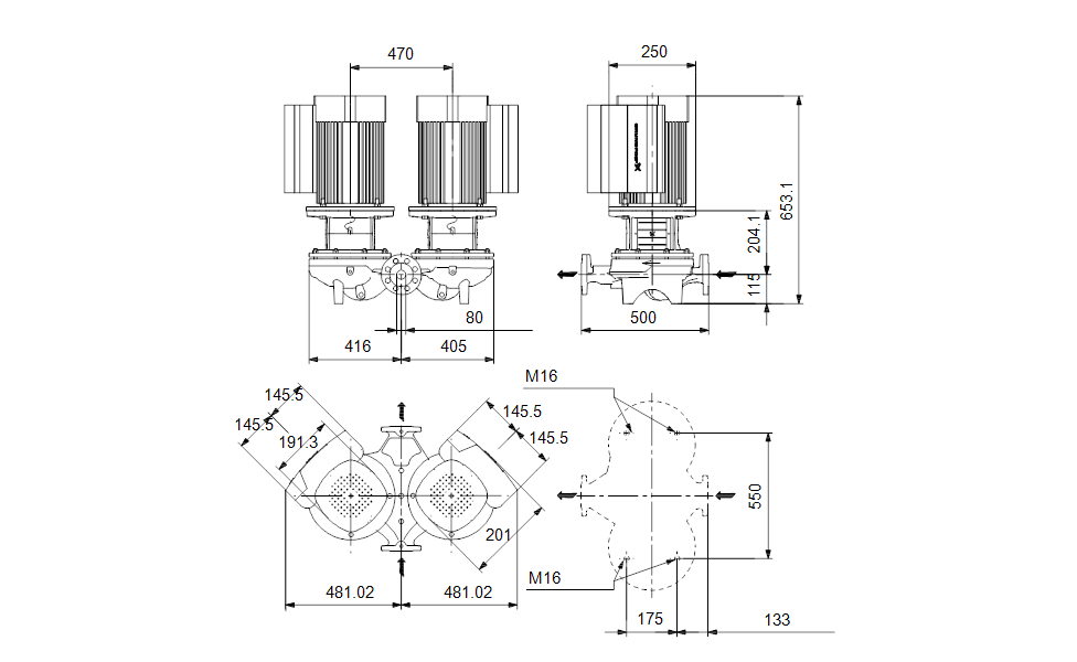 GRUNDFOS Einstufige Inlinepumpe TPED 80-150/4 A-F-A-BQQE-JWA -Art. 99114626