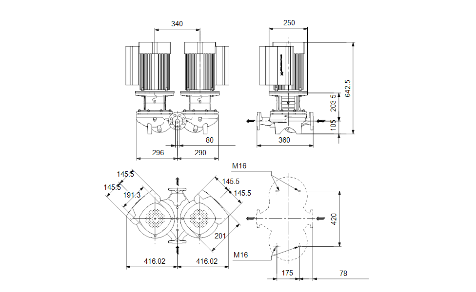 GRUNDFOS Einstufige Inlinepumpe TPED 80-180/2 S-A-F-A-BQQE-JWB -Art. 99132837