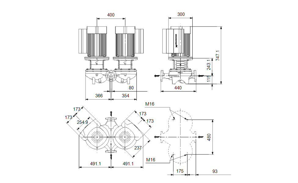 GRUNDFOS Einstufige Inlinepumpe TPED 80-250/2 S-A-F-A-BQQE-MWB -Art. 99132840