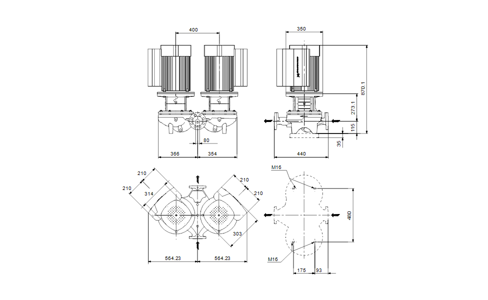 GRUNDFOS Einstufige Inlinepumpe TPED 80-400/2 A-F-A-BQQE-OWB -Art. 92958049