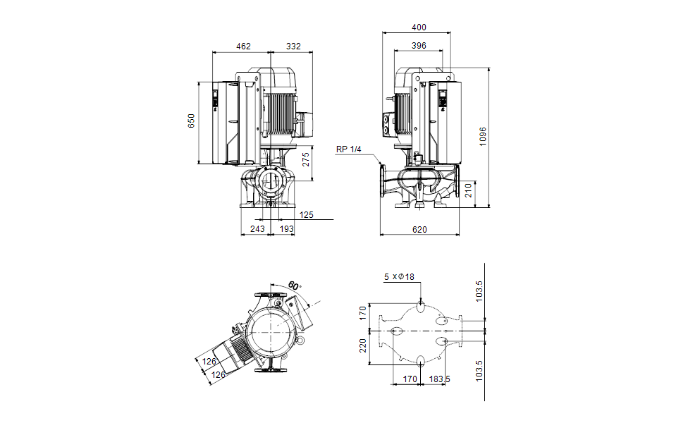 GRUNDFOS Einstufige Inlinepumpe TPE 125-360/2 SC-A-F-A-BQQE-RW1 -Art. 99474587