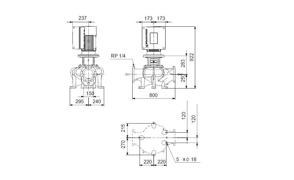 GRUNDFOS Einstufige Inlinepumpe TPE 150-110/4 S-A-F-A-BQQE-MWA -Art. 99114733