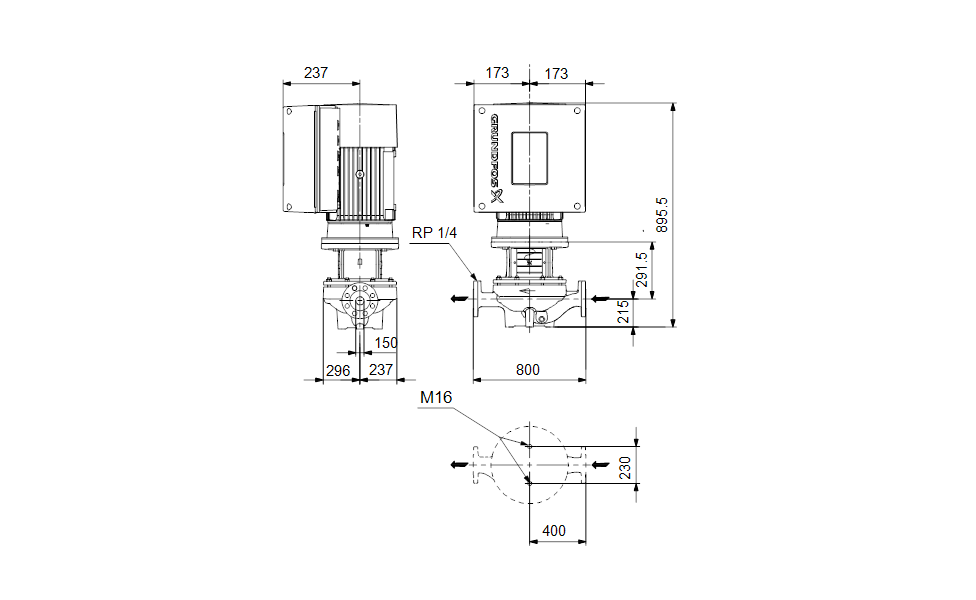 GRUNDFOS Einstufige Inlinepumpe TPE 150-130/4 A-F-A-BQQE-MWA -Art. 99113711