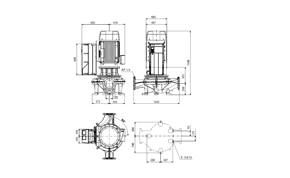 GRUNDFOS Einstufige Inlinepumpe TPE 150-520/4 NC-A3-F-O-DAQF-UW3 -Art. 99473975